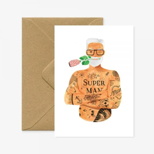 Super Man with Rose Card