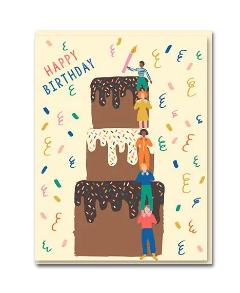 Happy Birthday Cake Tower Card