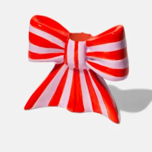 Candle Holder Stripe Bow