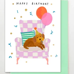 Dog with Balloons Birthday Card