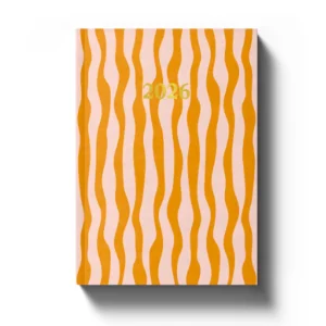 front cover of orange wavy stripe 2026 diary