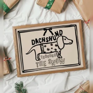 A3 Print Dachshund Through The Snow Flatlay Print