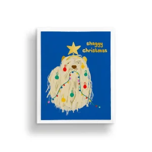 Christmas Card, Shaggy Christmas Dog Greeting Card Front