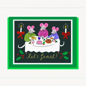 Kitty Kenda Lets Feast Mice Christmas Card