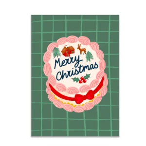Merry Christmas Cake Xmas Scene Greeting Card