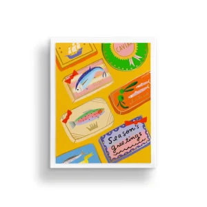 Season’s Greetings Tinned Fish Greeting Cards Front