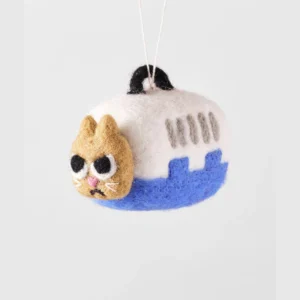 Coco the Cat in Carrier Side View