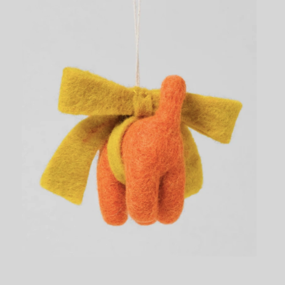 Wrap Hanging Decoration | Bonnie Cat in Ribbon Back View