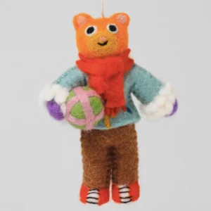 Wrap Hanging Decoration _ Cat With Present Front View