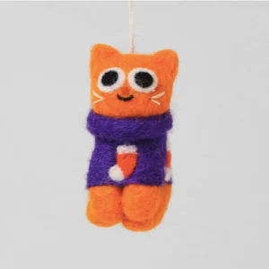 Wrap Hanging Decoration _ Esther Cat Purple Jumper Front View